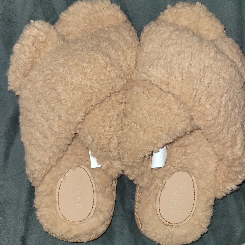 Tan Fuzzy Slippers